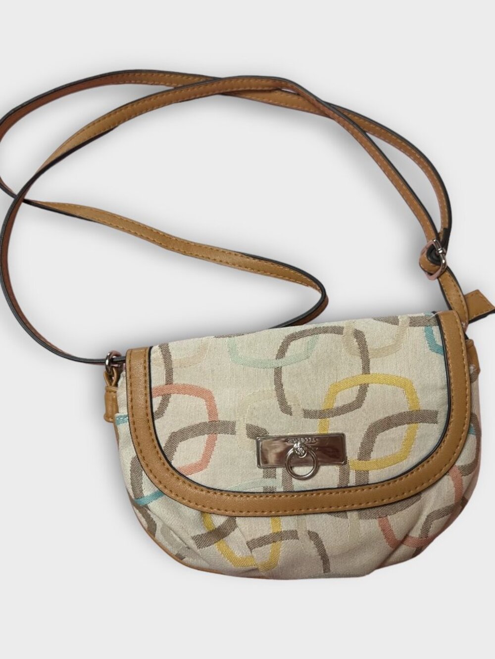 Rosetti Crossbody Bag Cream Tan Geometric Print Organizer Purse